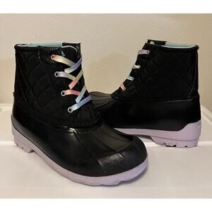 Sperry Girls Port Boots Black Multicolor Laces Size 5M EU 37